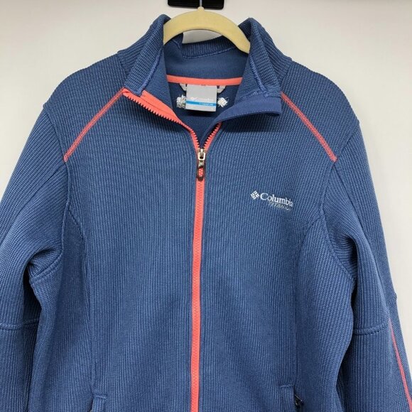 Columbia Titanium periwinkle blue coral trim waffle knit zippered jacket LG - Picture 4 of 16